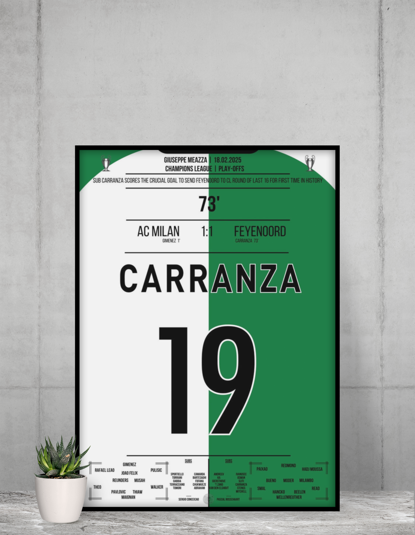 Caranza’s Decisive Header against AC Milan sent Feyenoord Through to the Next Round