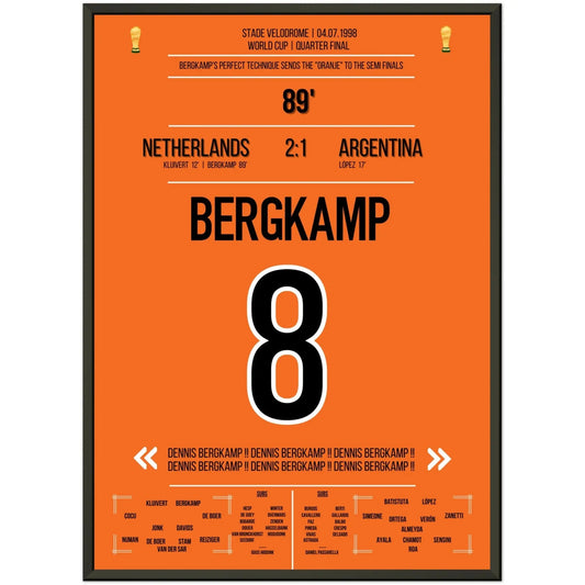 Bergkamp's winning goal against Argentina in the 1998 World Cup quarter-final etched into football history